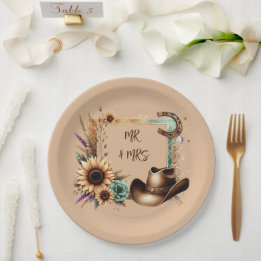 Assiettes En Carton Rustic Western M & Mme Party Plaques