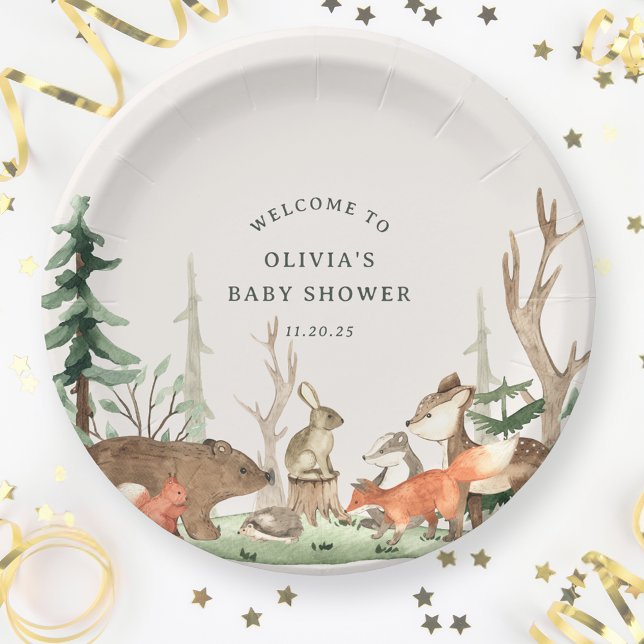 Assiettes En Carton Rustic Winter Woodland Baby Shower (Créateur téléchargé)