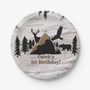 Assiettes En Carton Rustique Anniversaire 1 un de la nature sauvage en