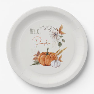 Assiettes En Carton Rustique Automne Aquarelle Bonjour Citrouille