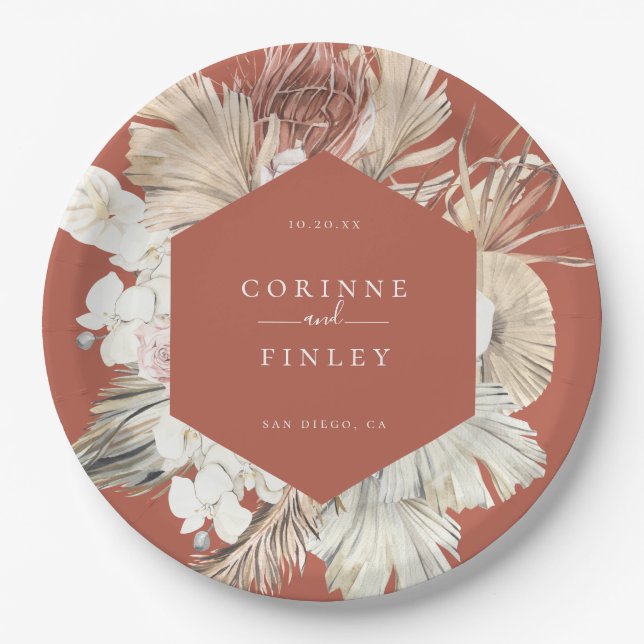 Assiettes En Carton Rustique Boho-Chic Personnalisé (Devant)