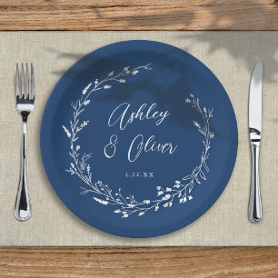 Assiettes En Carton Rustique Boho Marine Fleur sauvage Floral Mariage