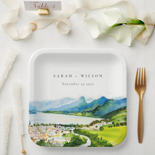 Assiettes En Carton Rustique Campagne Lake Village Mariage paysager (Mariage)