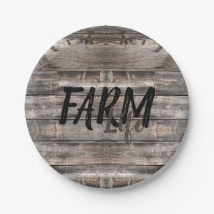 Assiettes En Carton rustique chic FARM LIFE en écriture