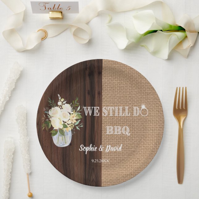 Assiettes En Carton Rustique Floral Burlap Grange NOUS FAISONS TOUJOUR (Mariage)