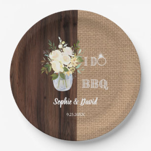 Assiettes En Carton Rustique Floral Burlap Vieux grange I DO Barbecue