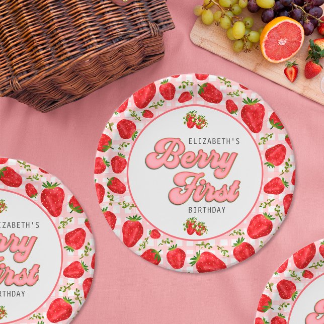 Assiettes En Carton Rustique Motif de fraise rouge Girl Berry First (Créateur téléchargé)