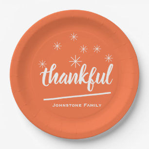 Assiettes En Carton Rustique Thanksgiving Nom personnalisé Merci migno