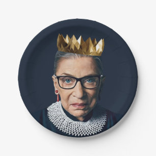 Assiettes En Carton Ruth Bader Ginsburg avec couronne d'or
