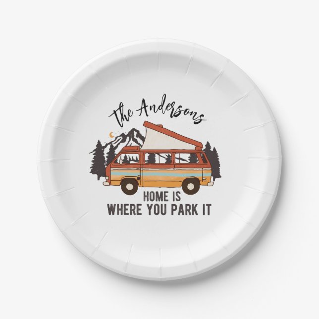 Assiettes En Carton RV Camping Tent Trailer Home est l'endroit où vous (Devant)