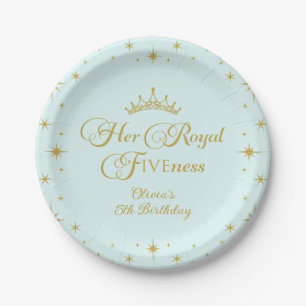 Assiettes En Carton Sa Royal Fiveness Gold Princess 5th Birthday Pape