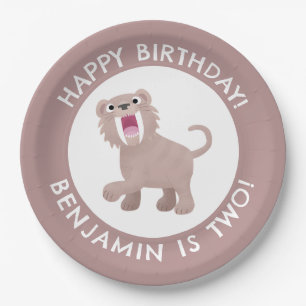 Assiettes En Carton Saber Toothed Tiger Smilodon anniversaire personna