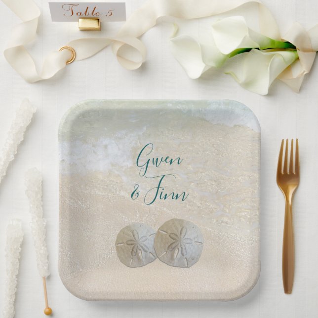Assiettes En Carton Sable Dollar Bord de mer Mariage (Mariage)