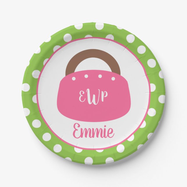 Assiettes En Carton Sac Bermudes Monogramme Plaques de fête personnali (Devant)