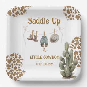 Assiettes En Carton Saddle Up a Little Cowboy est sur le chemin Baby