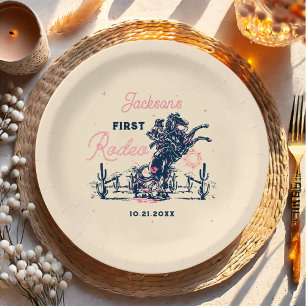 Assiettes En Carton Saddup First Rodeo Cowboy fête d'anniversaire