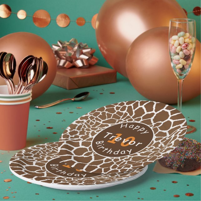 Assiettes En Carton safari à la Giraffe anniversaire thématique (Multi)