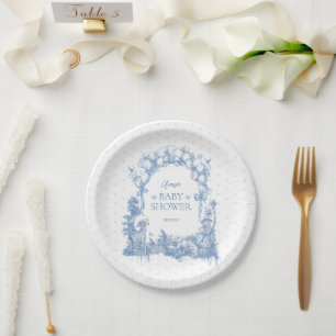 Assiettes En Carton Safari animal Dusty Blue Toile bébé garçon douche 