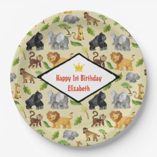 Assiettes En Carton Safari animal sauvage Jungle Motif Anniversaire