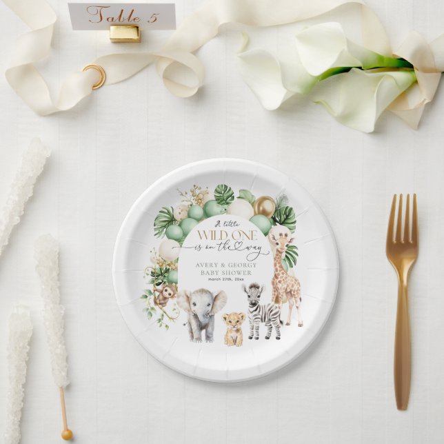 Assiettes En Carton Safari animal Tropical vert sauvage Un Baby shower (Mariage)