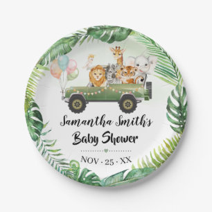 Assiettes En Carton Safari Animaux Tropical Jungle Baby shower