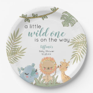 Assiettes En Carton Safari Animaux Wild One Girl Baby shower