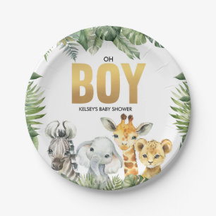 Assiettes En Carton Safari Baby shower Oh Boy Jungle Party Plaques