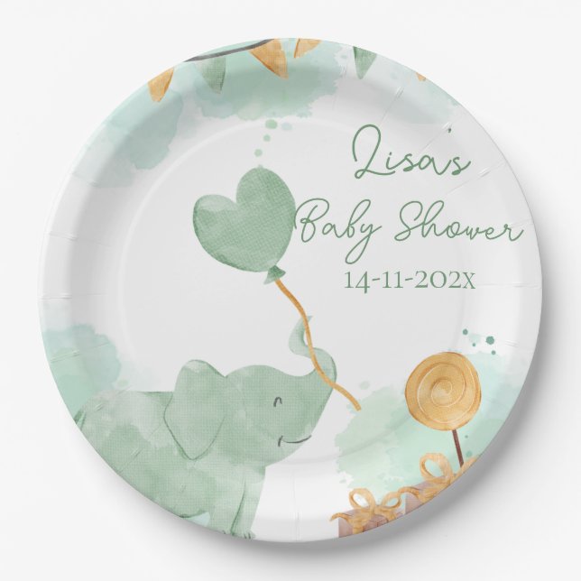 Assiettes En Carton Safari Bébé mignon Animaux à thème Baby shower fêt (Devant)