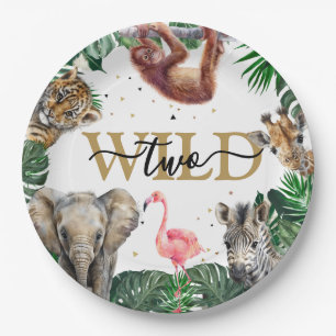 Assiettes En Carton Safari de la Jungle tropicale Animaux Anniversaire