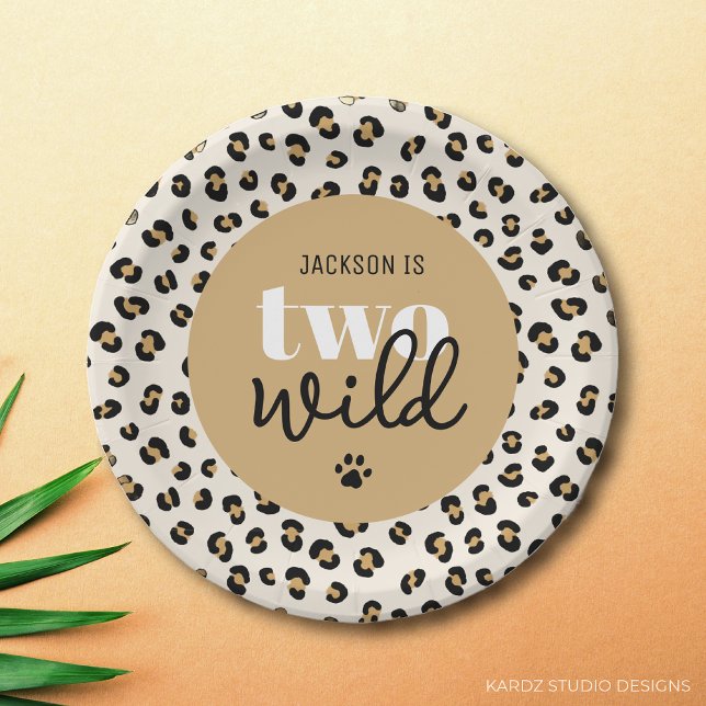 Assiettes En Carton Safari Deux Wild Boy 2ème anniversaire (Two Wild personalized paper plate for a boy 2nd birthday)