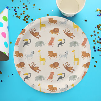 Assiettes En Carton Safari Jungle Animals