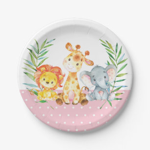 Assiettes En Carton Safari Jungle Animaux Baby shower Plaque de papier