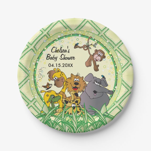 Assiettes En Carton Safari Jungle Baby Animaux - Baby shower (Devant)