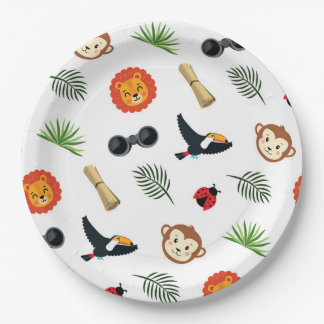 Assiettes En Carton Safari Jungle Motif Animalier Tropical pour Baby S