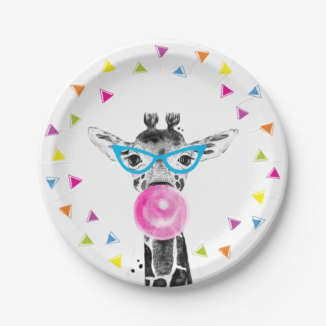 Assiettes En Carton Safari Party Animals Wild Giraffe Jungle Birthday (Devant)