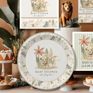 Assiettes En Carton Safari Petit Roi Lion Zebra Giraffe Baby shower