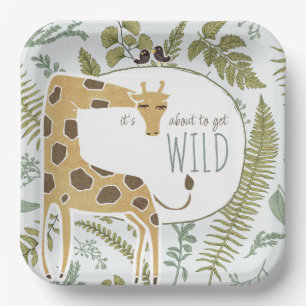 Assiettes En Carton Safari sauvage Jungle Animaux Baby shower botaniqu