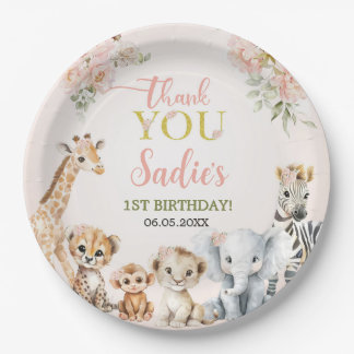 Assiettes En Carton Safari Sweet Girl Floral Birthday