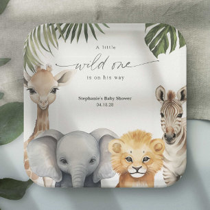 Assiettes En Carton Safari Thème Wild One Animaux Baby Boy Douche