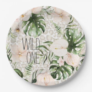 Assiettes En Carton Safari tropical Plaque d'anniversaire Wild One Pla