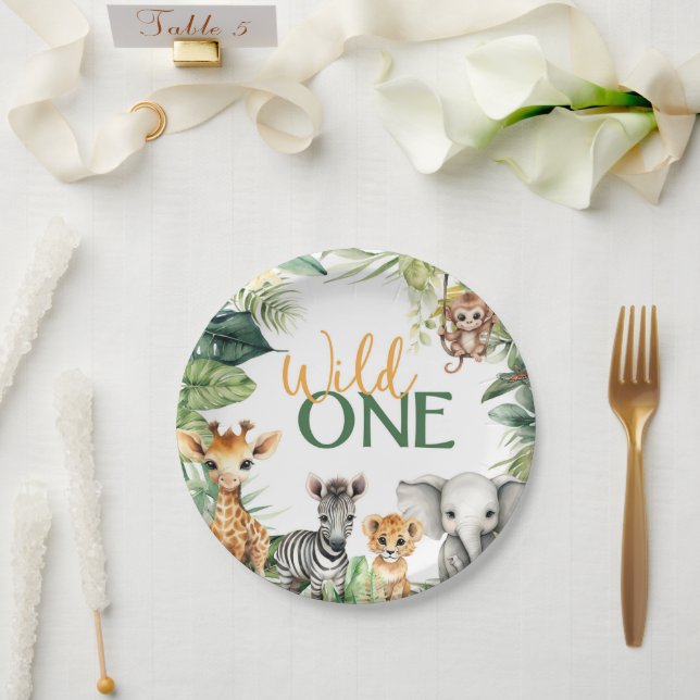 Assiettes En Carton Safari WILD ONE 1er anniversaire (Mariage)