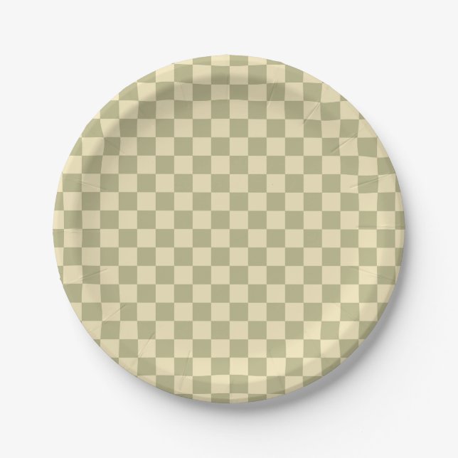 Assiettes En Carton Sage Checkerboard (Devant)