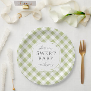 Assiettes En Carton Sage Green En vichy Plaid Sweet Baby