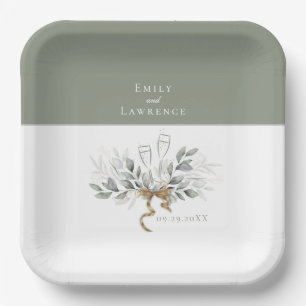 Assiettes En Carton Sage Green Eucalyptus Plates Mariages Champagne