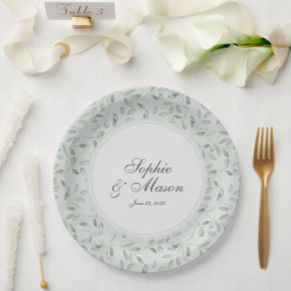 Assiettes En Carton Sage Green Eucalyptus Wedding