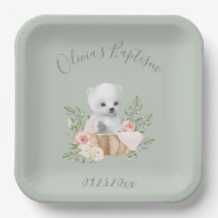 Assiettes En Carton Sage Green Polar Ours Bébé Baptême Plaques de papi