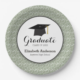 Assiettes En Carton Sage Green Swirl Motif fête de graduation
