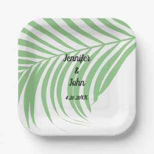 Assiettes En Carton Sage Green Tropical Palm Tree feuille mignonne Mar