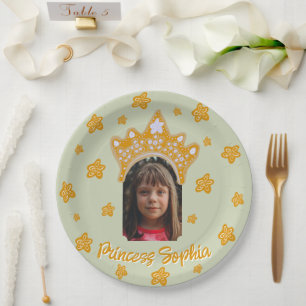 Assiettes En Carton Sage Mist Princess Couronne Fleurie Photo Annivers