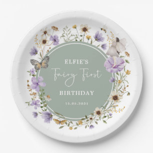 Assiettes En Carton Sage Purple Fleur sauvage Fée Anniversaire Tea Par